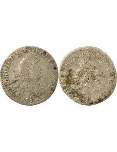 Louis XIV Aux Deux L 4 sols Argent 1692 H La Rochelle