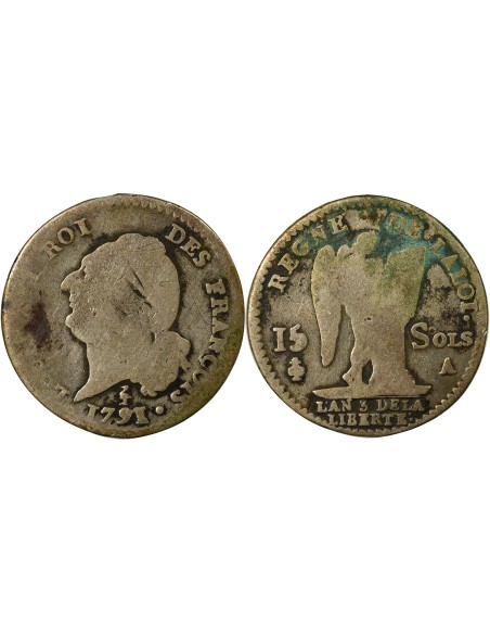 Louis XVI Au Génie 15 sols Argent 1791 A - Paris