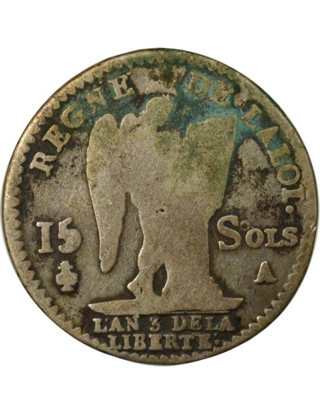 Louis XVI Au Génie 15 sols Argent 1791 A - Paris
