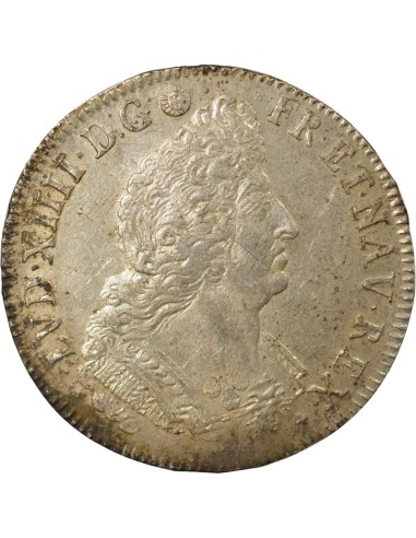 Louis XIV aux Palmes 1 ecu Argent 1696 T Nantes