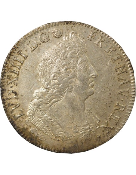 Louis XIV aux Palmes 1 ecu Argent 1696 T Nantes