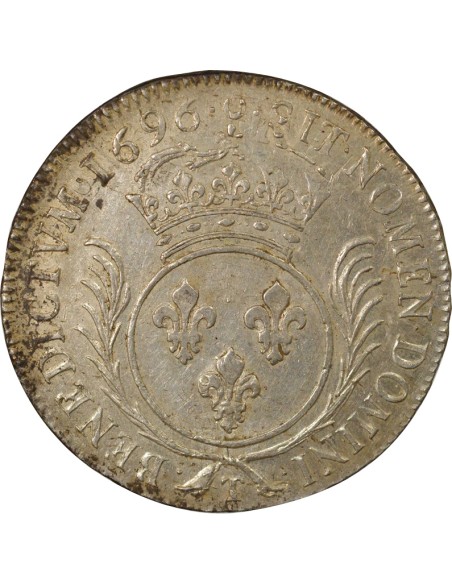 Louis XIV aux Palmes 1 ecu Argent 1696 T Nantes