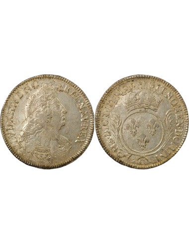 Louis XIV Aux Palmes 1 ecu Argent 1693 G Poitiers