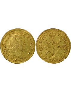 Louis XIV Aux Quatre L 1/2 louis d'or Or 1694 Y Bourges