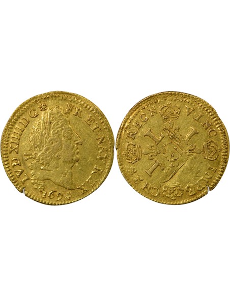 Louis XIV Aux Quatre L 1/2 louis d'or Or 1694 Y Bourges