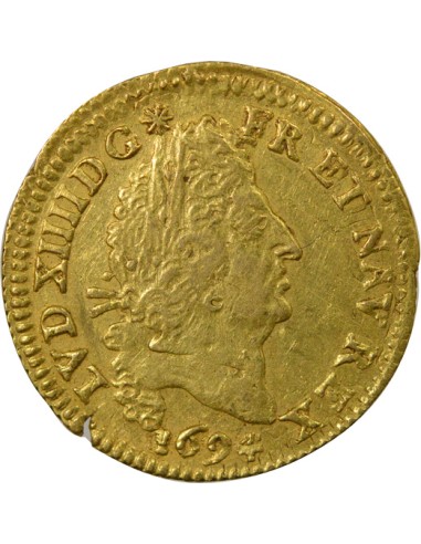 Louis XIV Aux Quatre L 1/2 louis d'or Or 1694 Y Bourges