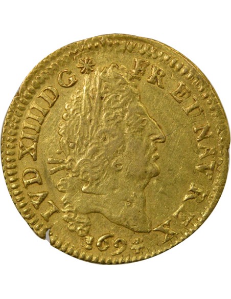 Louis XIV Aux Quatre L 1/2 louis d'or Or 1694 Y Bourges