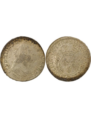 Louis XIV aux Palmes 1 ecu Argent 1694 T Nantes