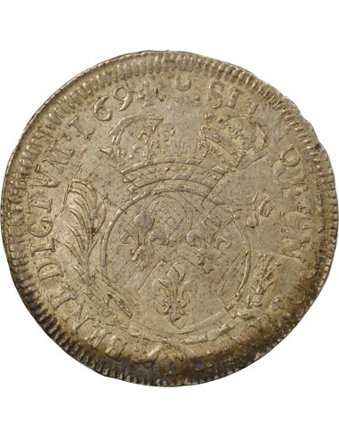 Louis XIV aux Palmes 1 ecu Argent 1694 T Nantes