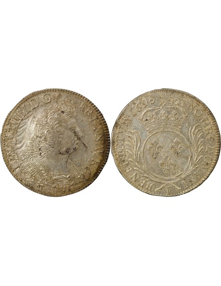 Louis XIV Aux Palmes 1 ecu Argent 1695 I Limoges
