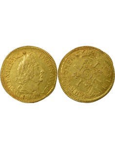 Louis XIV Aux Quatre L 1 louis d'or Or 1694 9 Rennes