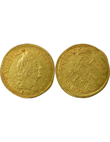 Louis XIV Aux Quatre L 1 louis d'or Or 1694 9 Rennes