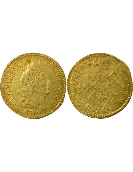 Louis XIV Aux Quatre L 1 louis d'or Or 1694 9 Rennes