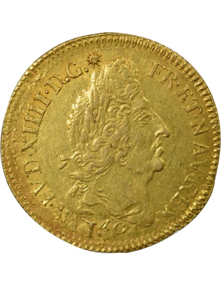 Louis XIV Aux Quatre L 1 louis d'or Or 1694 9 Rennes