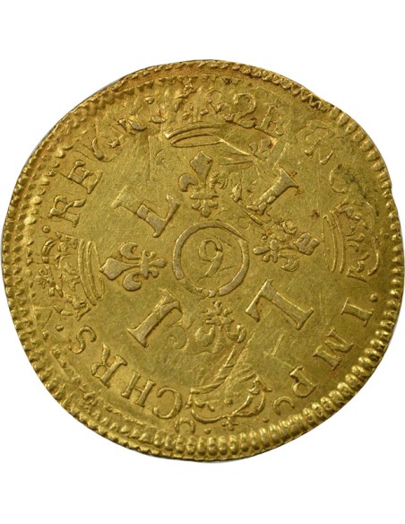 Louis XIV Aux Quatre L 1 louis d'or Or 1694 9 Rennes