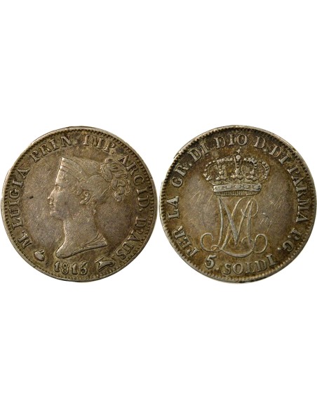 Etats Italiens Marie-Louise d'Autriche Marie Louise - 5 Soldi Argent - 1815 Milan 5 soldi Argent 1815 M Milan