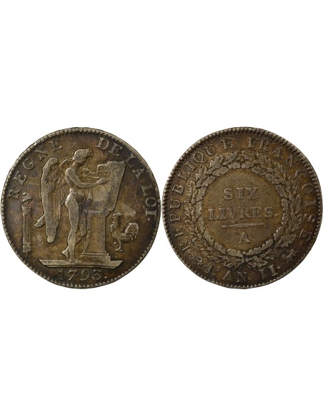 Au Génie 6 livres Argent 1793 A - Paris