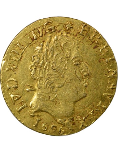Louis XIV Aux Quatre L 1/2 louis d'or Or 1696 I Limoges