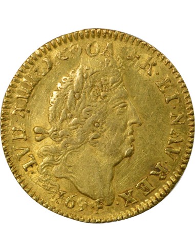 Louis XIV Aux Quatre L 1 louis d'or Or 1694 W Lille