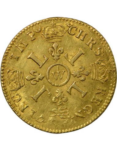 Louis XIV Aux Quatre L 1 louis d'or Or 1694 W Lille