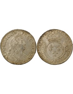 Louis XIV aux Palmes 1 ecu Argent 1695 E Tours