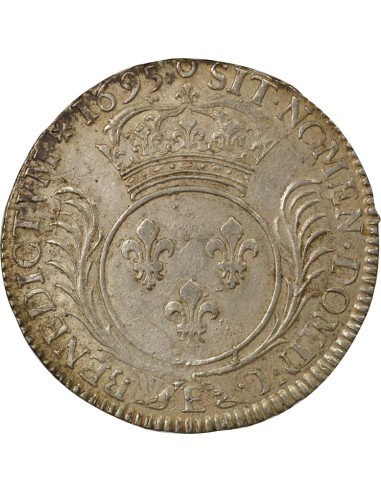 Louis XIV aux Palmes 1 ecu Argent 1695 E Tours