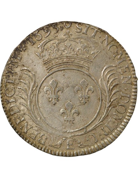 Louis XIV aux Palmes 1 ecu Argent 1695 E Tours
