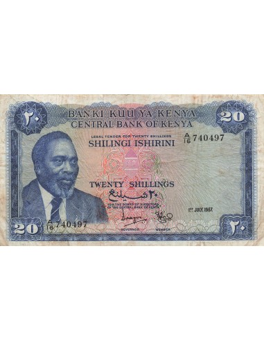 Kenya 20 Shillings - 01-07-1967 - P.3 20 shillings 1967