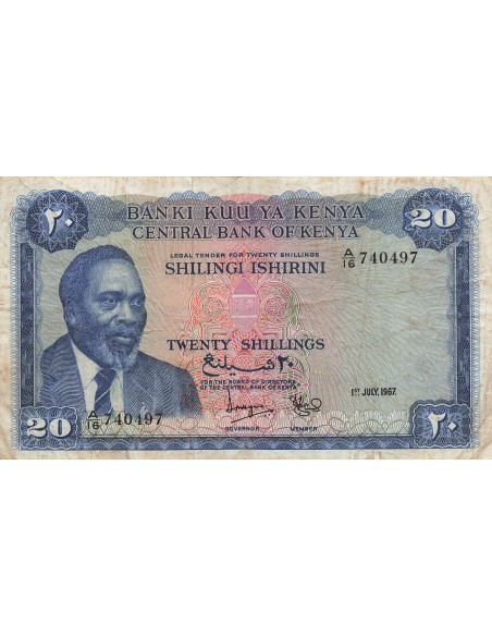 Kenya 20 Shillings - 01-07-1967 - P.3 20 shillings 1967