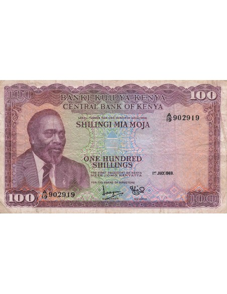 Kenya 100 Shillings - 01-07-1969 - P.10 100 shillings 1969