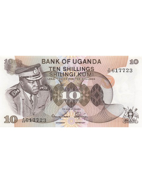 Ouganda 10 Shillings - ND (1975) - P.6b 10 shillings 1975