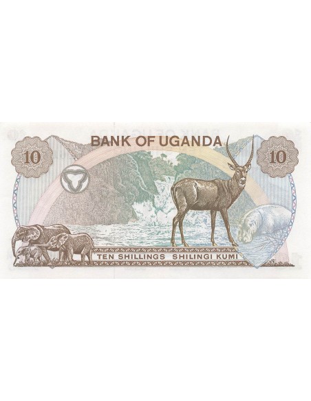 Ouganda 10 Shillings - ND (1975) - P.6b 10 shillings 1975