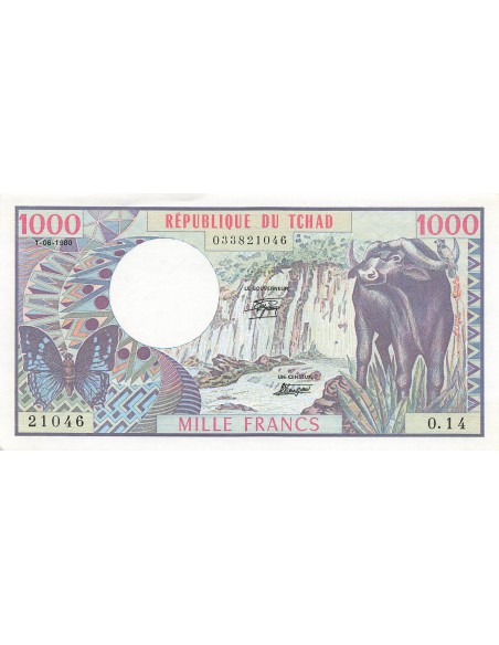 Tchad 1000 Francs - 01-06-1980 - P.7 1000 francs 1980