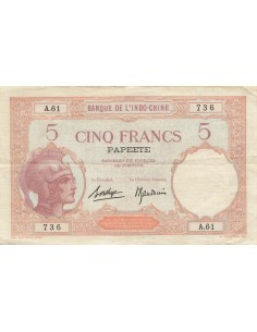 Tahiti 5 Francs - Femme casquée -  ND (1927) - P.11 5 francs 1927