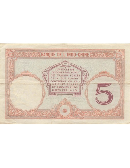 Tahiti 5 Francs - Femme casquée -  ND (1927) - P.11 5 francs 1927