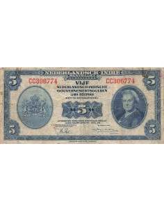 Indes Néerlandaises Wilhelmina I 5 Gulden - Wilhelmina - 02-03-1943 - P.113 5 gulden 1943