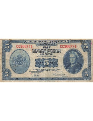 Indes Néerlandaises Wilhelmina I 5 Gulden - Wilhelmina - 02-03-1943 - P.113 5 gulden 1943