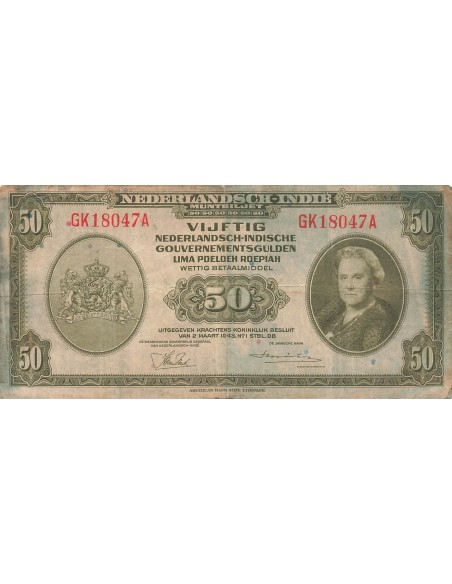 Indes Néerlandaises Wilhelmina I 50 Gulden - Wilhelmina - 02-03-1943 - P.116 50 gulden 1943