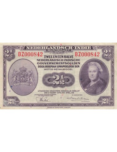 Indes Néerlandaises Wilhelmina I 2 1/2 Gulden - Wilhelmina - 02-03-1943 - P.112 2.5 gulden 1943