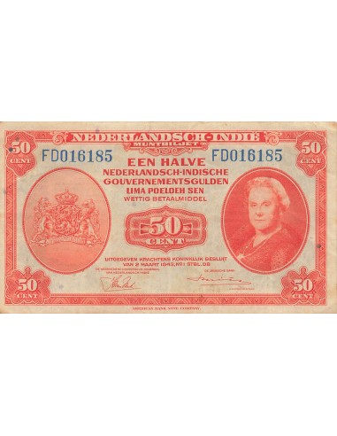 Indes Néerlandaises Wilhelmina I 50 Cent - Wilhelmina - 02-03-1943 - P.110 50 cent 1943