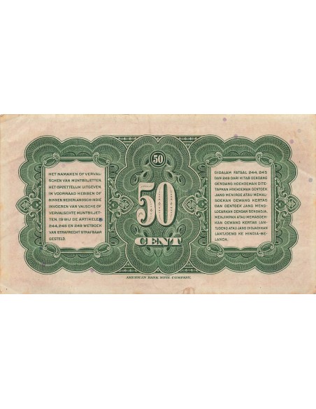 Indes Néerlandaises Wilhelmina I 50 Cent - Wilhelmina - 02-03-1943 - P.110 50 cent 1943