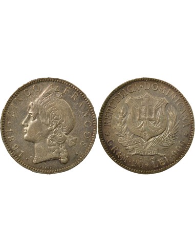 République dominicaine 5 Francos Argent - 1891 A Paris 5 Francos Argent 1891 A - Paris