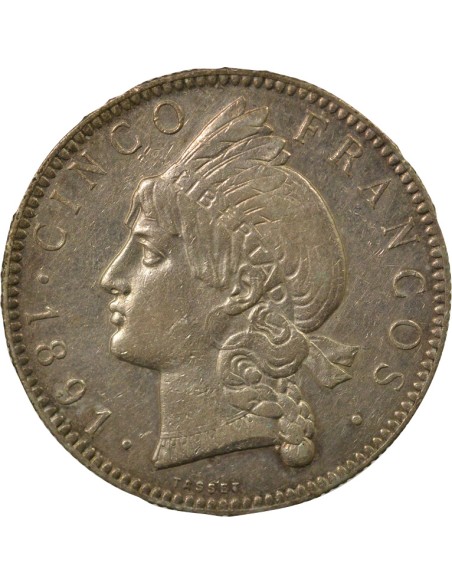 République dominicaine 5 Francos Argent - 1891 A Paris 5 Francos Argent 1891 A - Paris