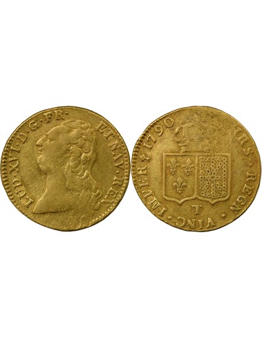 Louis XVI A la Tête nue 2 louis d'or Or 1790 T Nantes