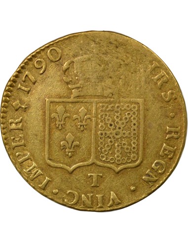 Louis XVI A la Tête nue 2 louis d'or Or 1790 T Nantes