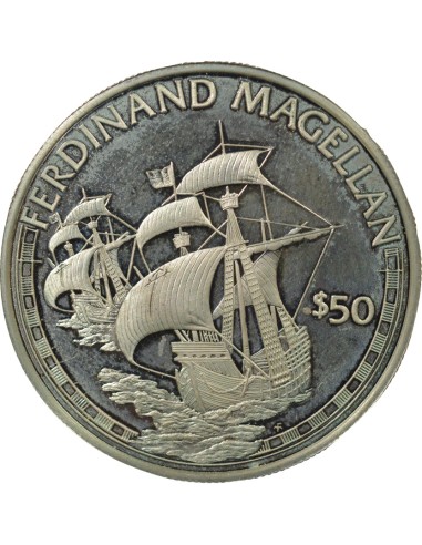 Iles Cook Magellan 50 dollars Argent 1988 Franklin