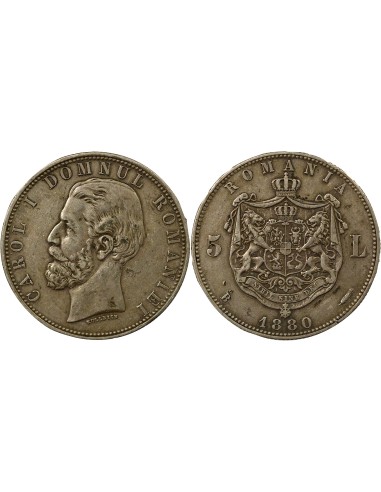 Roumanie Carol I Carol Ier - 5 Lei Argent - 1880 B Bucarest 5 lei Argent 1880 B Bucarest