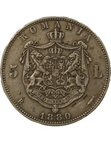 Roumanie Carol I Carol Ier - 5 Lei Argent - 1880 B Bucarest 5 lei Argent 1880 B Bucarest