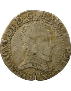 Henri III Au Col Plat 1/2 franc Argent 1577-1579 H La Rochelle 2