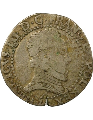 Henri III Au Col Plat 1/2 franc Argent 1577-1579 H La Rochelle
